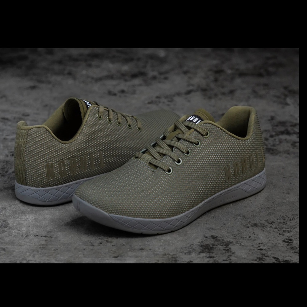 Army Grey NOBULL trainers. Only worn twice, never worn outside. Like new!